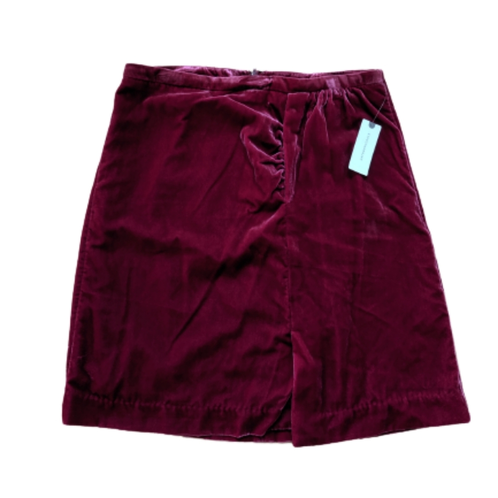 Anthropologie New With Tags Burgundy Velvet Skirt Womens Size 8